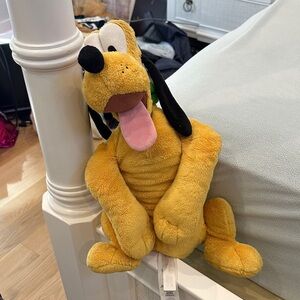 Disney Pluto Plush Toy - Yellow with Black Ears and Pink Tongue